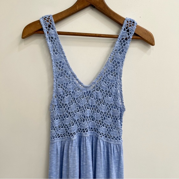 Aerie Crochet Maxi Dress Ocean Sky 100% Cotton Pockets Summer Pool Size Medium - Picture 5 of 14